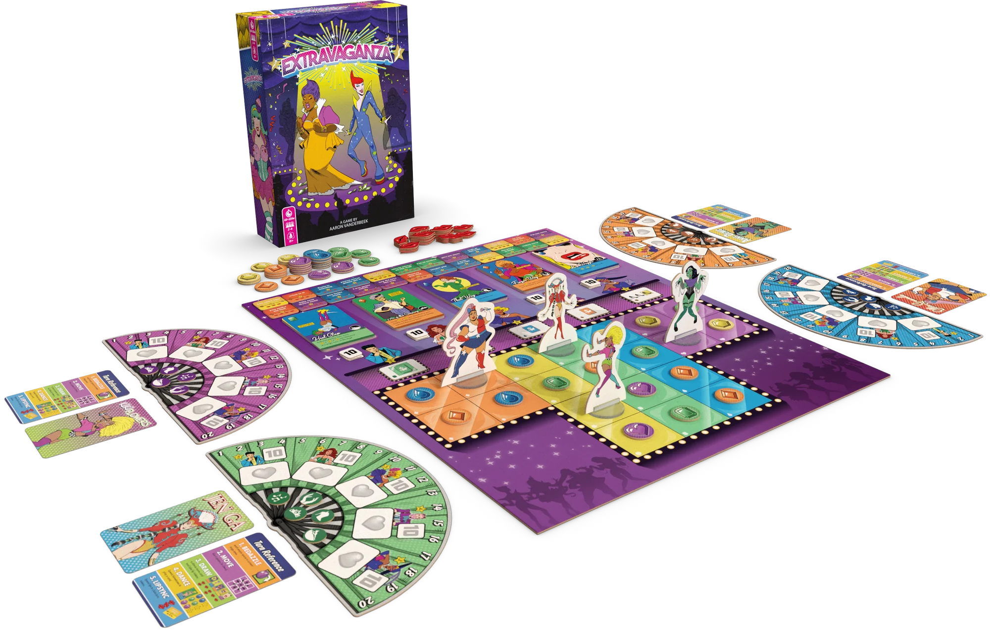 The Extravaganza board game laid out on a table.